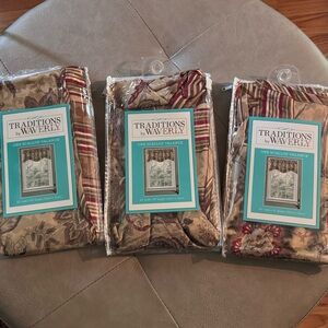 3 WAVERLY Navarra Antique Scallop Valances Rod Pocket Window Curtain Floral